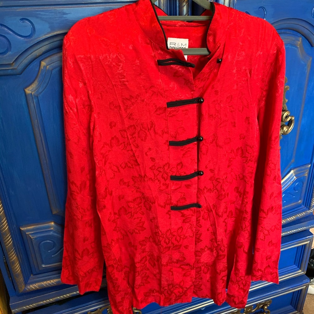 R&M Richards Vintage Mandarin Jacket Bright Red ❤️ - Picture 1 of 3